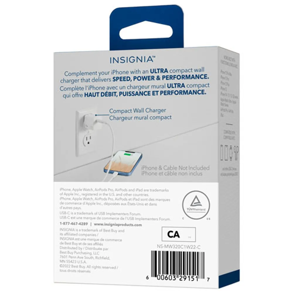 Insignia 20W USB-C Wall Charger - White