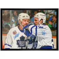 Frameworth Toronto Maple Leafs: Doug Gilmour & Wendel Clark Signed Framed Photograph (20x29")