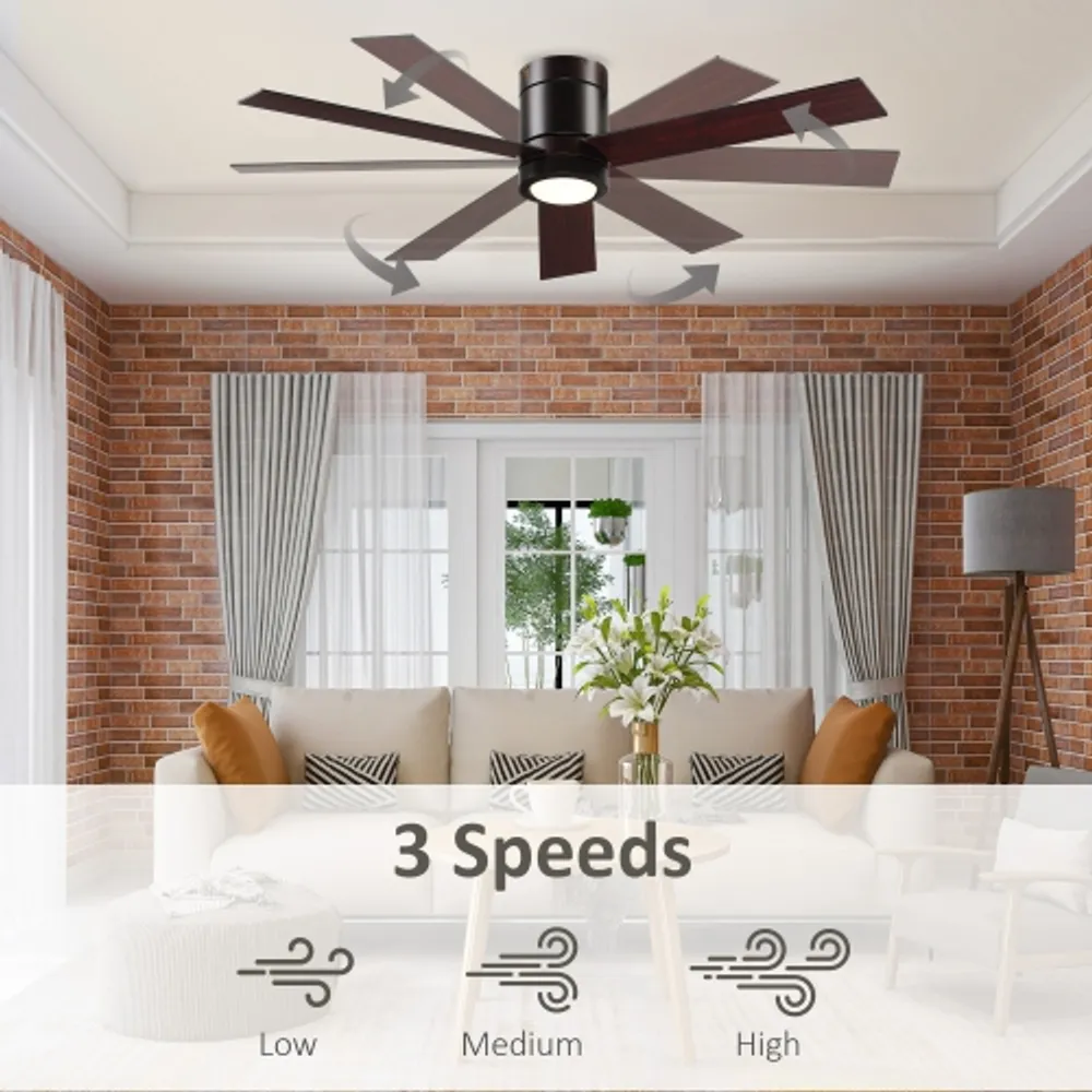 HOMCOM Reversible Ceiling Fan with Light, 3 Blades Indoor Modern Mount  White LED Lighting Fan with Remote Controller, for Bedroom, Living Room,  White