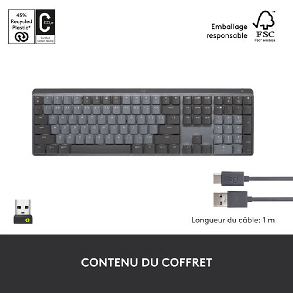 Logitech MX Mechanical Wireless Full-size Backlit Tactile Keyboard - Graphite