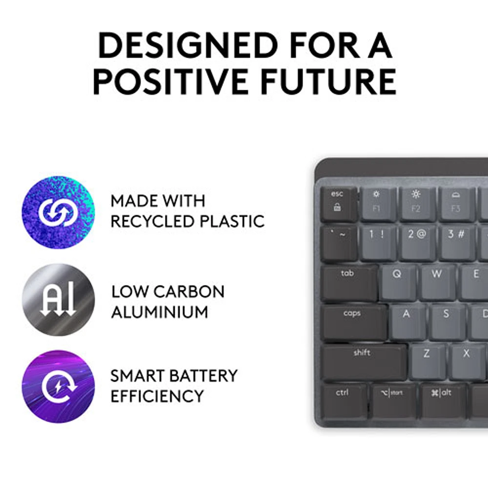 Logitech MX Mechanical Wireless Full-size Backlit Tactile Keyboard - Graphite