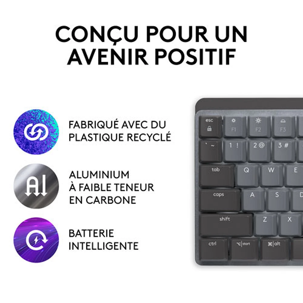 Logitech MX Mechanical Wireless Full-size Backlit Tactile Keyboard - Graphite