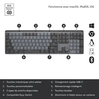 Logitech MX Mechanical Wireless Full-size Backlit Tactile Keyboard - Graphite