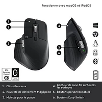 Souris sans fil MX Master 3S de Logitech - Noir