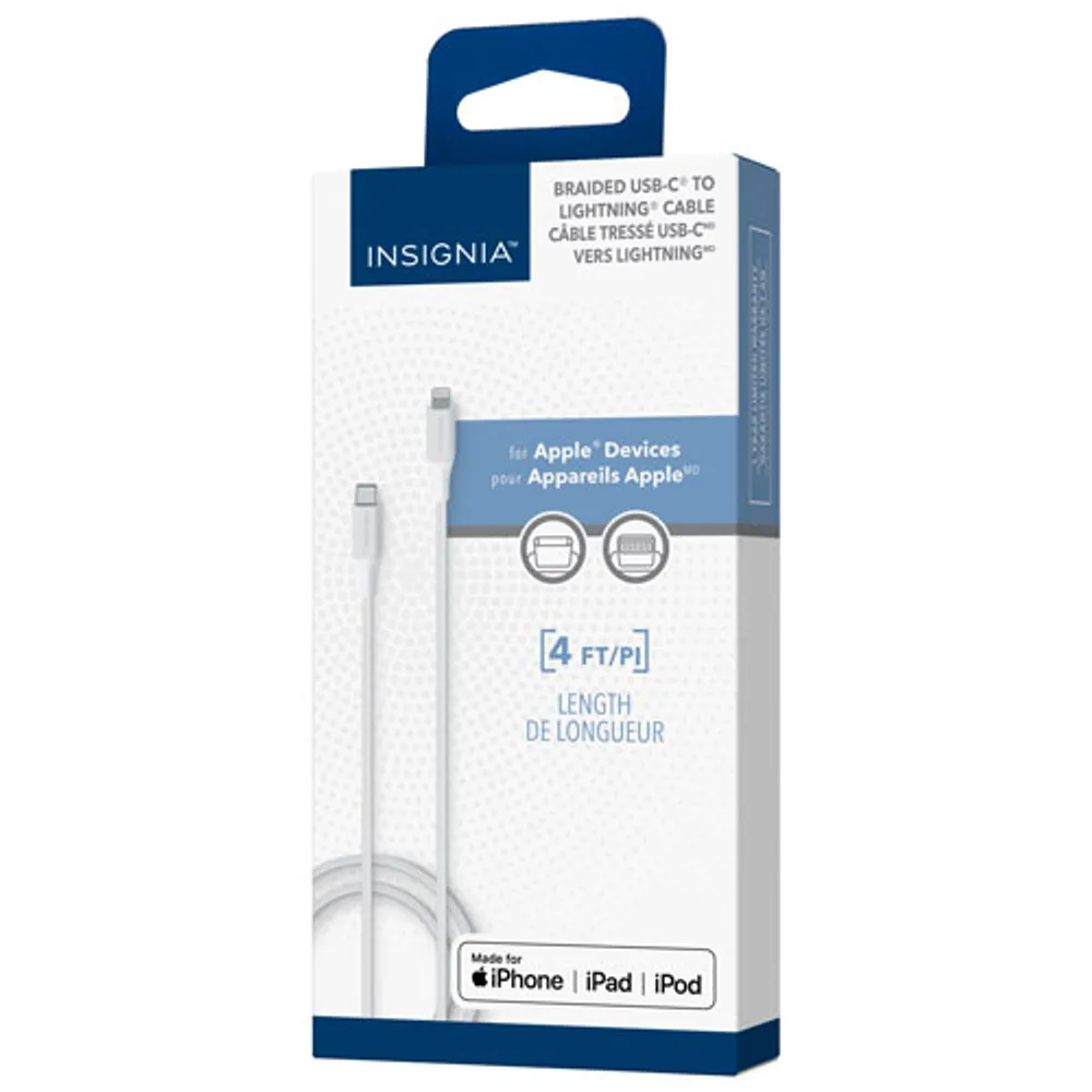 Insignia 1.2m (3.9 ft.) USB-C to Lightning Cable (NS-MCLC4WH23-C) - White