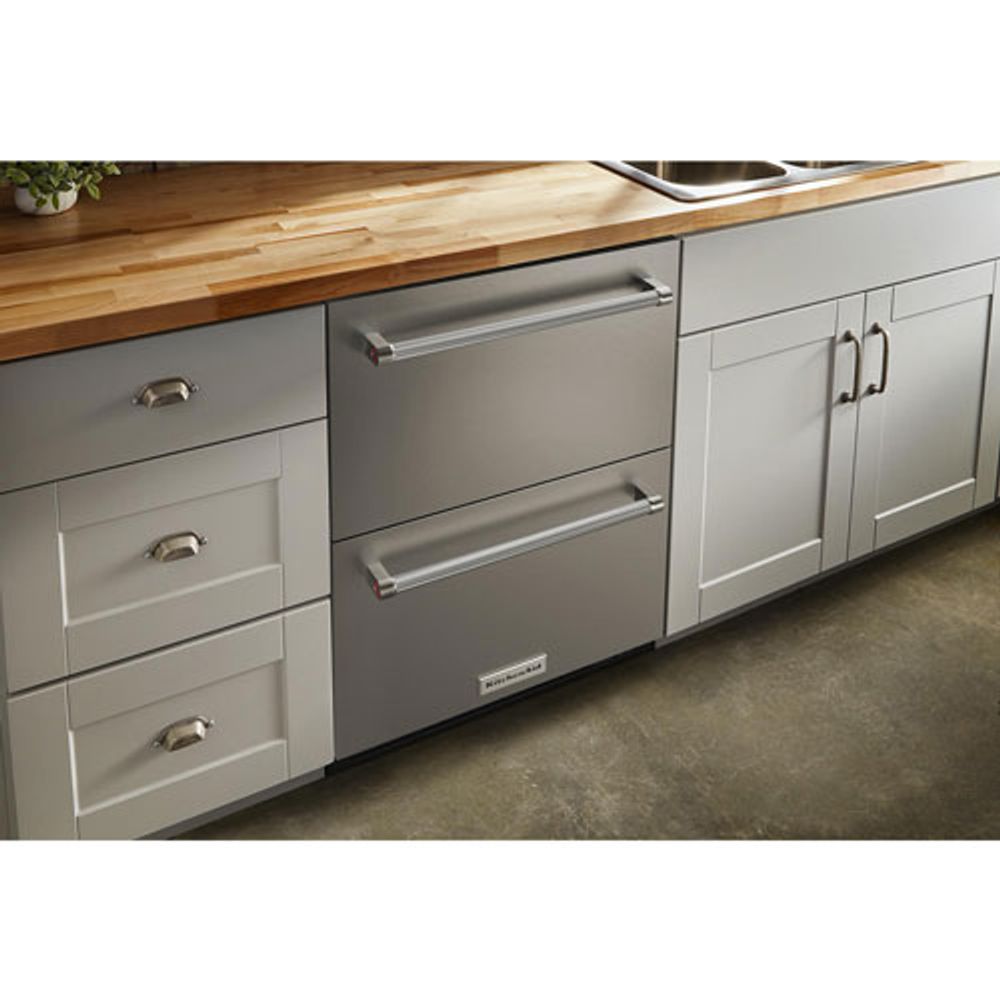 KitchenAid Undercounter Drawer 4.3 Cu. Ft. Freestanding Bar Fridge (KUDF204KSB) - Stainless Steel