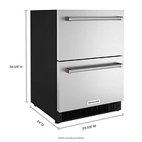 KitchenAid Undercounter Drawer 4.3 Cu. Ft. Freestanding Bar Fridge (KUDF204KSB) - Stainless Steel