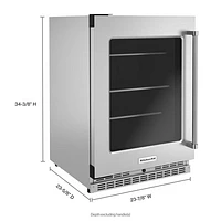 KitchenAid Undercounter 5.2 Cu. Ft. Freestanding Bar Fridge (KURL314KSS) - Stainless Steel
