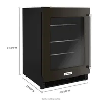 KitchenAid Undercounter 5.2 Cu. Ft. Freestanding Bar Fridge (KURL314KBS) - Black Stainless Steel