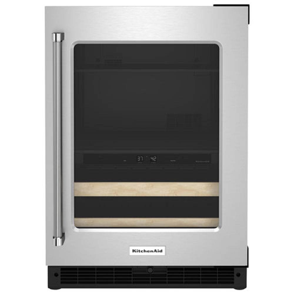 KitchenAid Undercounter 4.9 Cu. Ft. Freestanding Beverage Centre (KUBR214KSB) - Stainless Steel/Wood