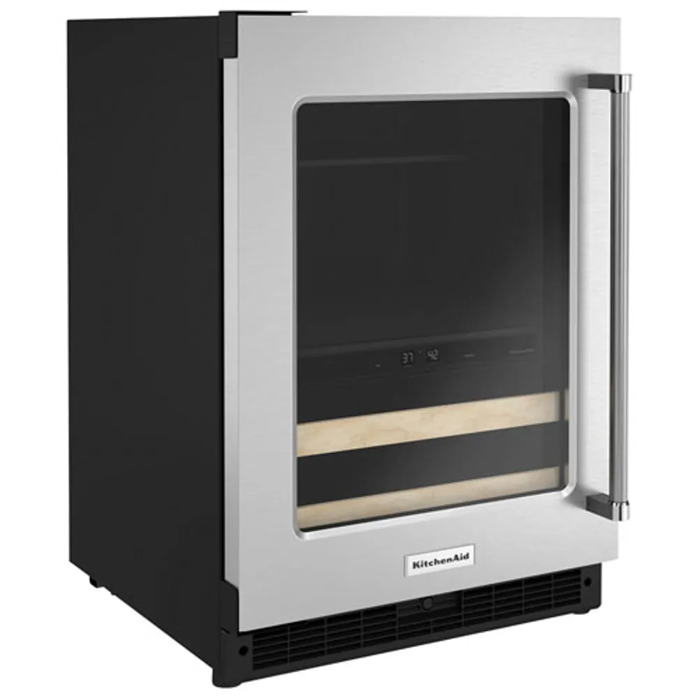 KitchenAid Undercounter 4.9 Cu. Ft. Freestanding Beverage Centre (KUBL214KSB) - Stainless Steel/Wood