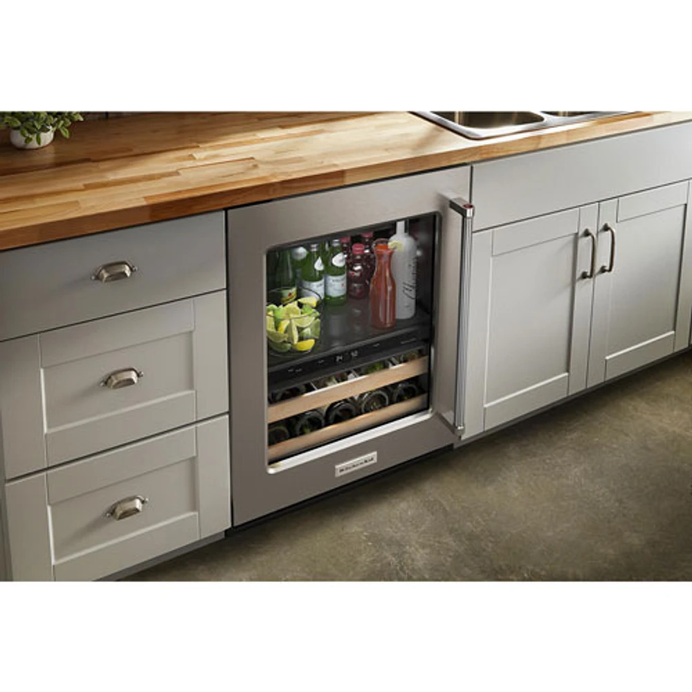 KitchenAid Undercounter 4.9 Cu. Ft. Freestanding Beverage Centre (KUBL214KSB) - Stainless Steel/Wood