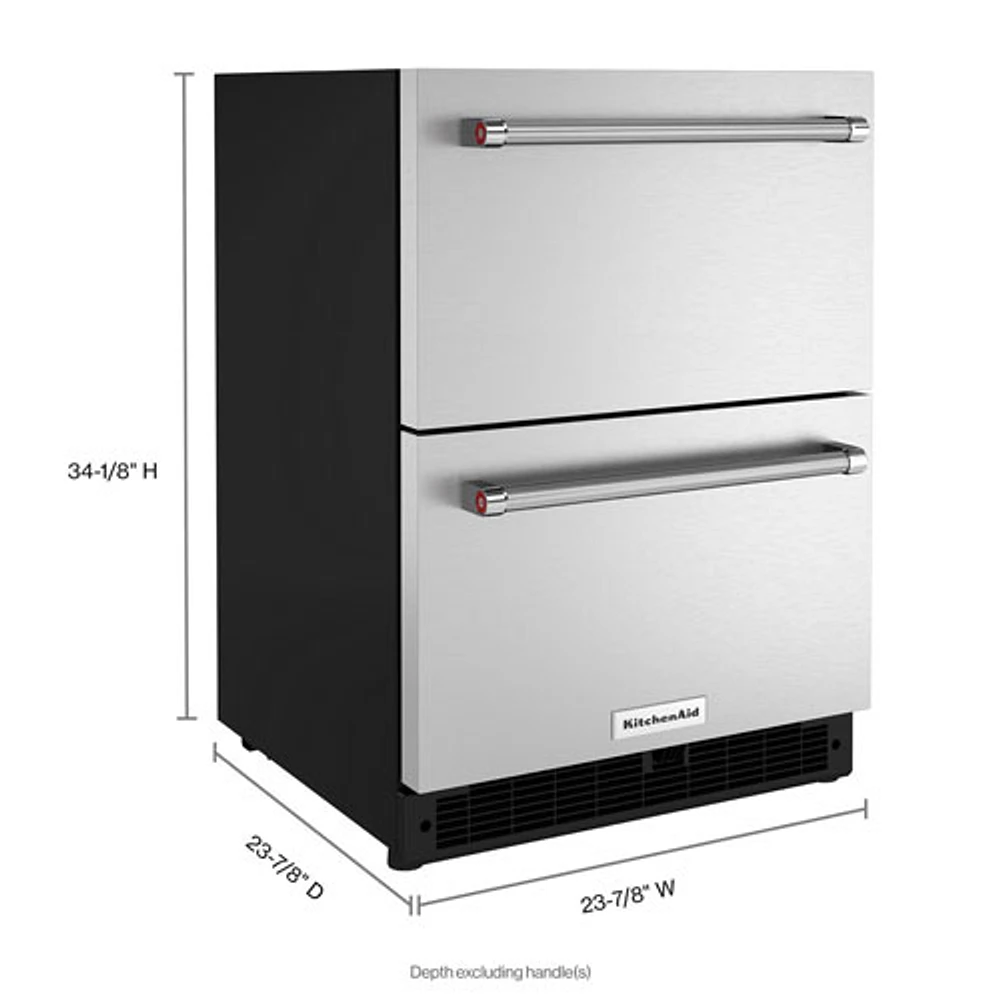 KitchenAid Undercounter Drawer 4.4 Cu. Ft. Freestanding Bar Fridge (KUDR204KSB) - Stainless Steel