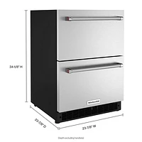 KitchenAid Undercounter Drawer 4.4 Cu. Ft. Freestanding Bar Fridge (KUDR204KSB) - Stainless Steel