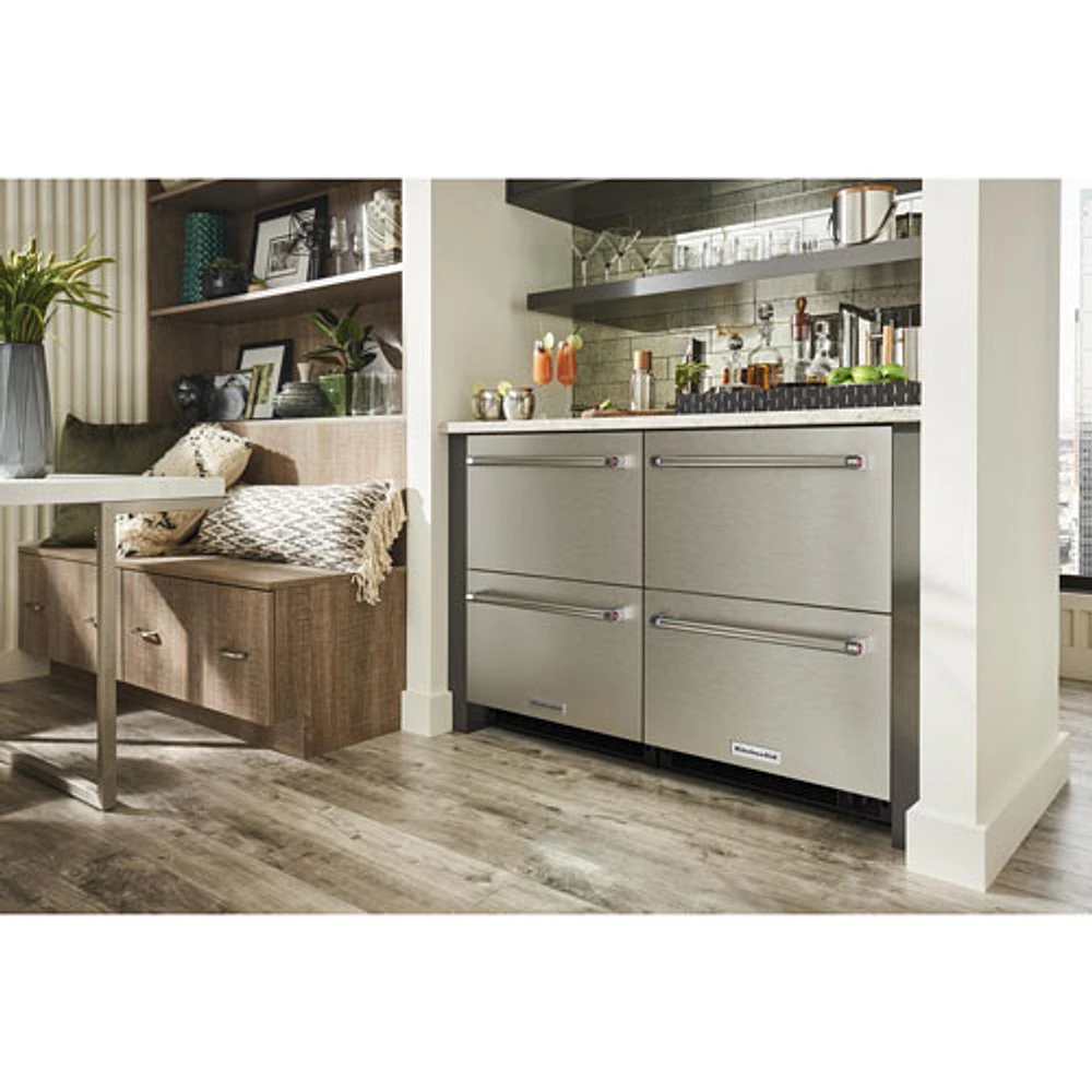 KitchenAid Undercounter Drawer 4.4 Cu. Ft. Freestanding Bar Fridge (KUDR204KSB) - Stainless Steel