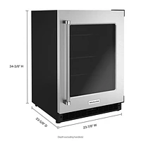 KitchenAid Undercounter 5.2 Cu. Ft. Freestanding Bar Fridge (KURR214KSB) - Stainless Steel