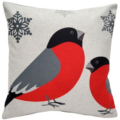 Winter Finch Peaceful Birds Christmas Pillow