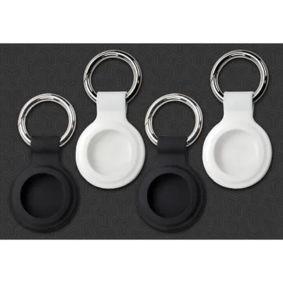 Scosche Silicone Protective Key Ring Holder for Airtag - 4 Pack - Black/White