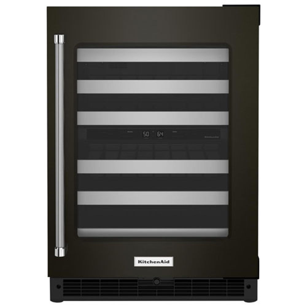 KitchenAid 46-Bottle Freestanding Dual Temperature Zone Wine Cellar (KUWR314KBS) - Black Stainless Steel