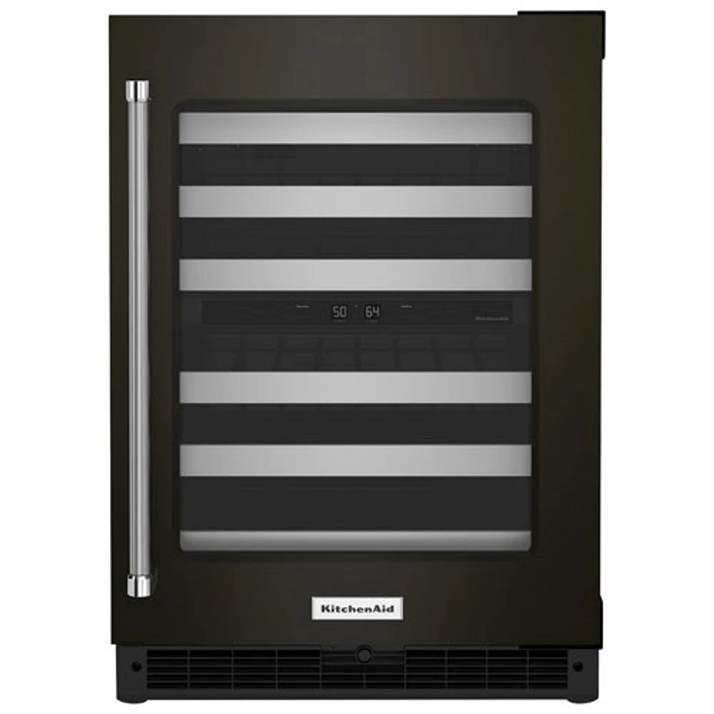 KitchenAid 46-Bottle Freestanding Dual Temperature Zone Wine Cellar (KUWR314KBS) - Black Stainless Steel