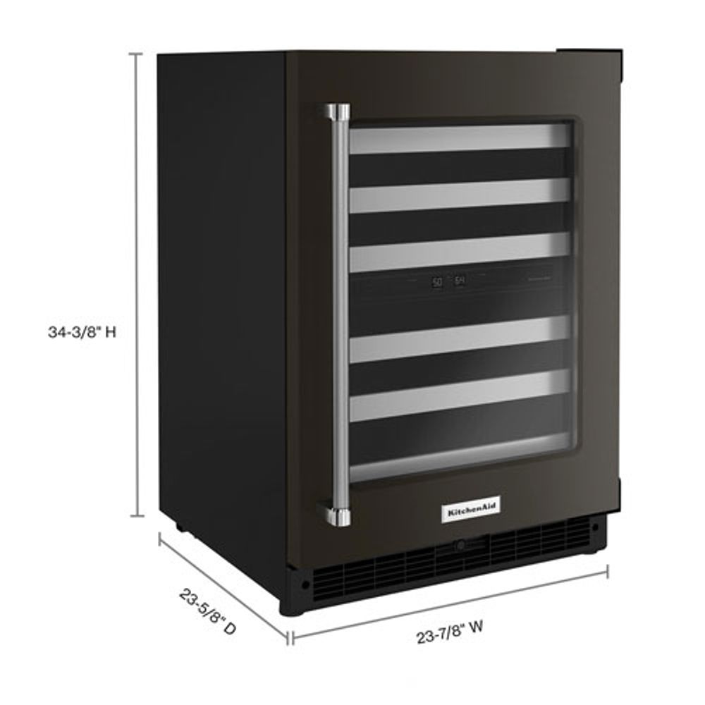 KitchenAid 46-Bottle Freestanding Dual Temperature Zone Wine Cellar (KUWR314KBS) - Black Stainless Steel