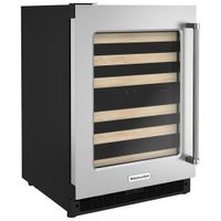 KitchenAid 46-Bottle Freestanding Dual Temperature Zone Wine Cellar (KUWL214KSB) - Stainless Steel/Wood