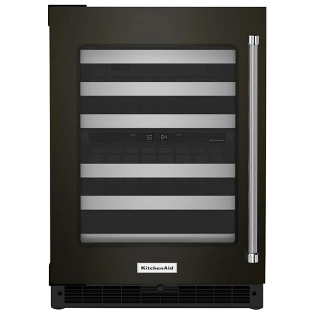 KitchenAid 46-Bottle Freestanding Dual Temperature Zone Wine Cellar (KUWL314KBS) - Black Stainless Steel