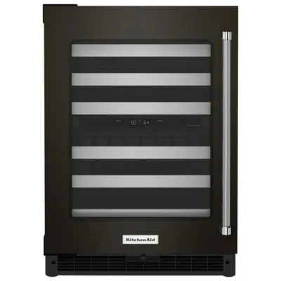 KitchenAid 46-Bottle Freestanding Dual Temperature Zone Wine Cellar (KUWL314KBS) - Black Stainless Steel