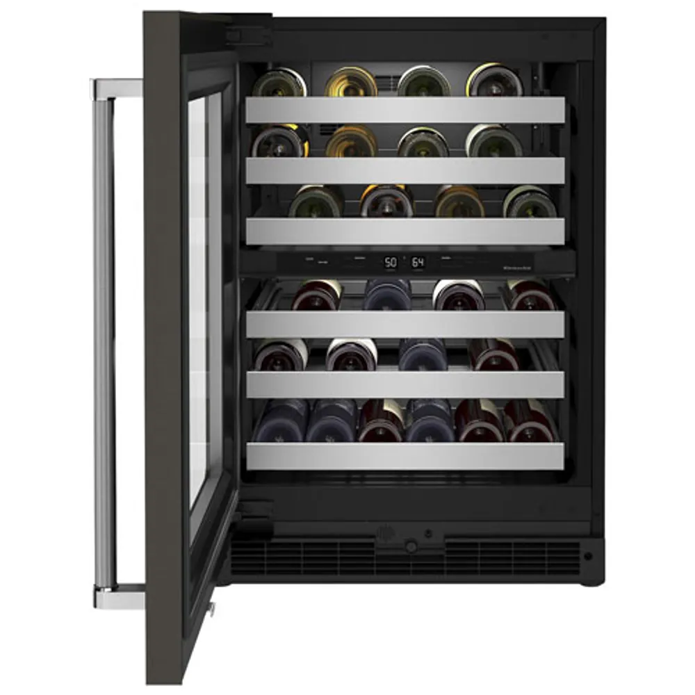 KitchenAid 46-Bottle Freestanding Dual Temperature Zone Wine Cellar (KUWL314KBS) - Black Stainless Steel