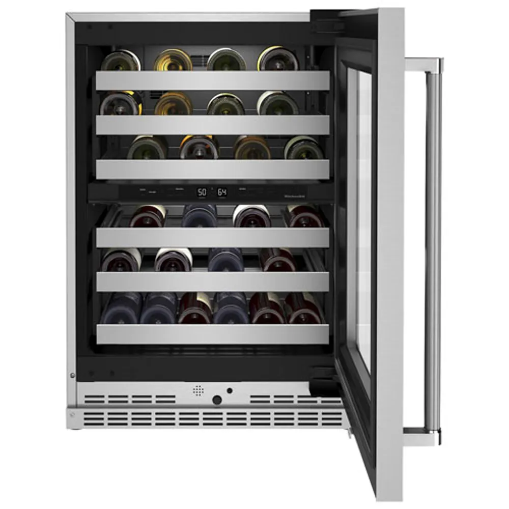 KitchenAid 46-Bottle Freestanding Dual Temperature Zone Wine Cellar (KUWR314KSS) - Stainless Steel