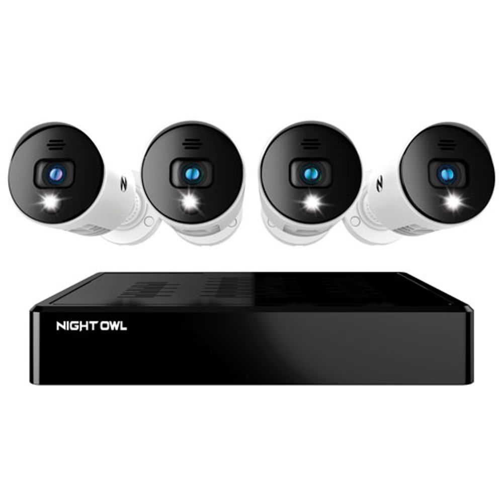 Night Owl Wired 8-CH 1TB DVR Security System with 4 Bullet 1080p Full HD Cameras - Black/White