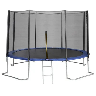 Soozier 12ft Trampoline with Safety Enclosure Net and Non-Slip Ladder Kids, Teens and Adults Indoor and Outdoor Use, Blue | Scarborough Town Centre Mall