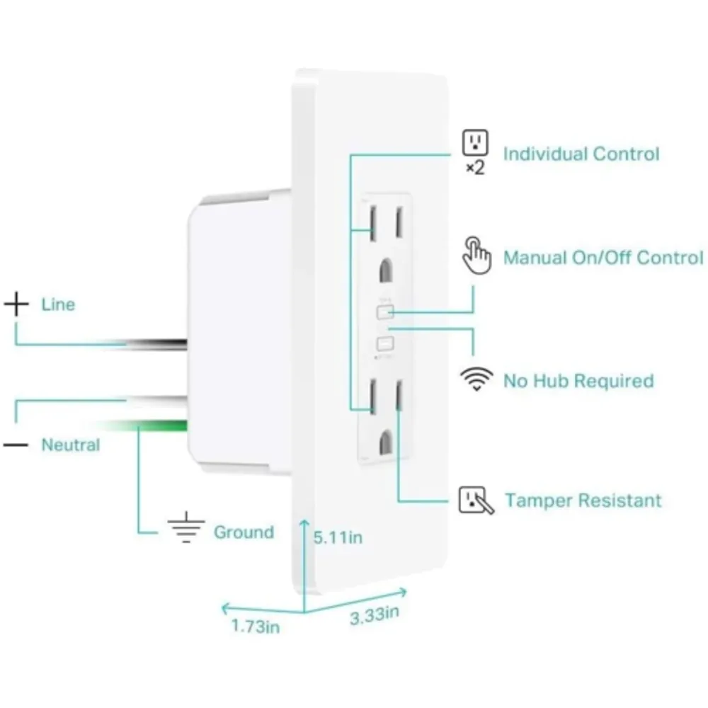 2-Outlet Outdoor Wi-Fi Smart Socket with Timer, Compatible with Alexa,  Google Home - PrimeCables®