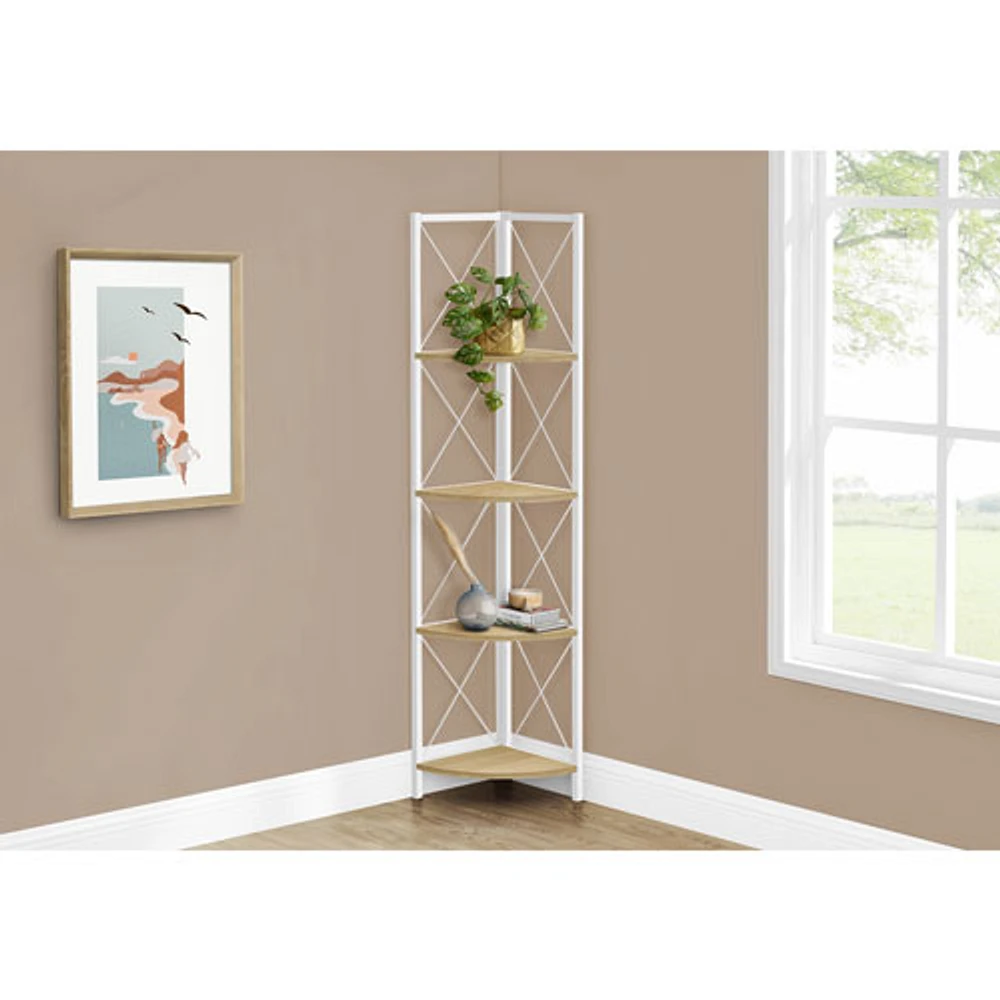 Monarch Specialties 60" 4-Shelf Metal Corner Bookcase