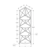 Monarch Specialties 60" 4-Shelf Metal Corner Bookcase