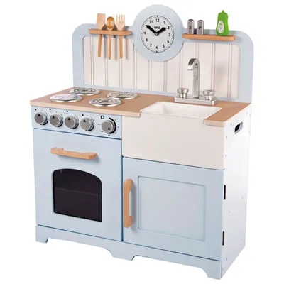 Bigjigs Toys Wooden Country Play Kitchen - Blue