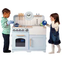 Bigjigs Toys Wooden Country Play Kitchen - Blue