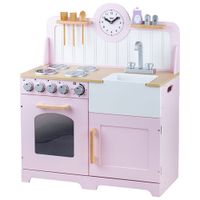 Bigjigs Toys Wooden Country Play Kitchen - Pink