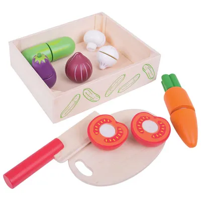 Bigjigs Toys Wooden Cutting Vegetable Crate