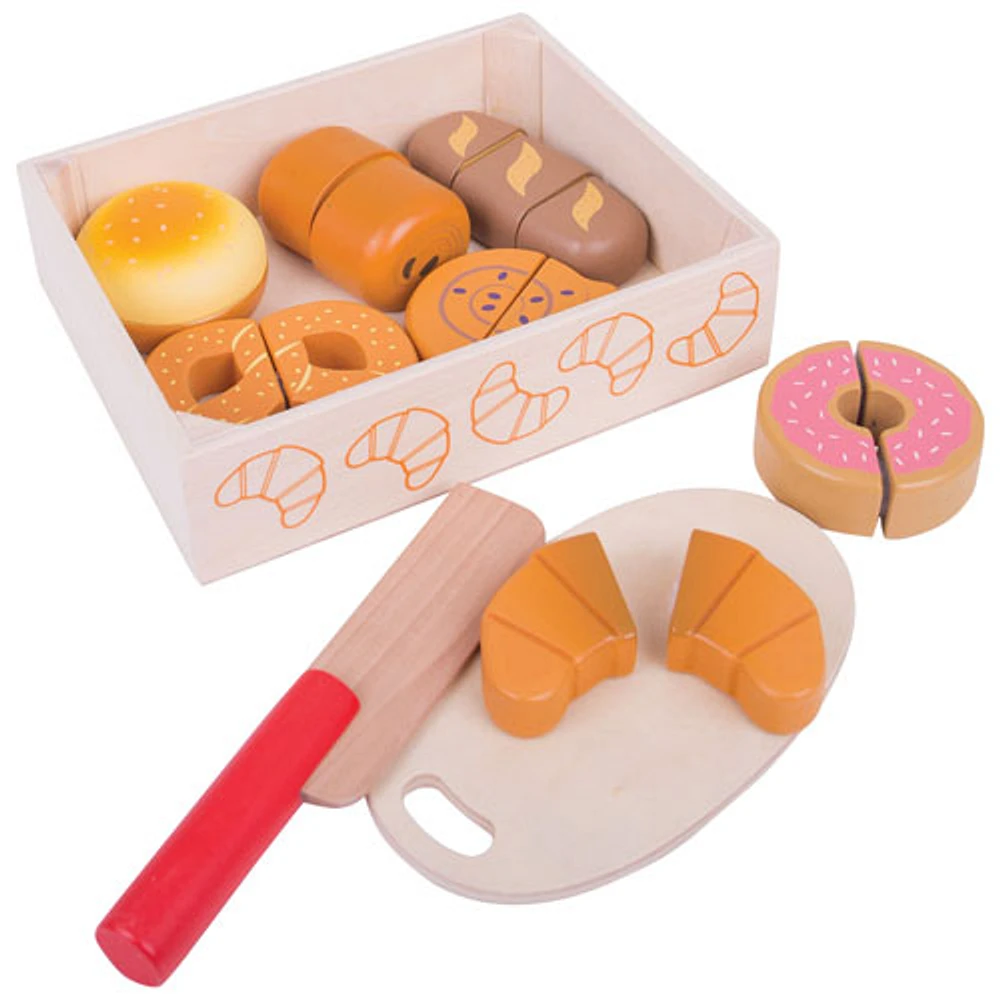 Bigjigs Toys Wooden Cutting Bread & Pastries Crate