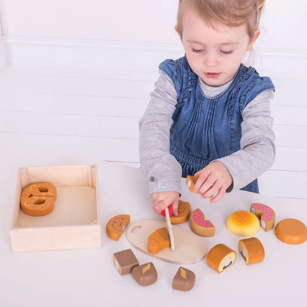 Bigjigs Toys Wooden Cutting Bread & Pastries Crate