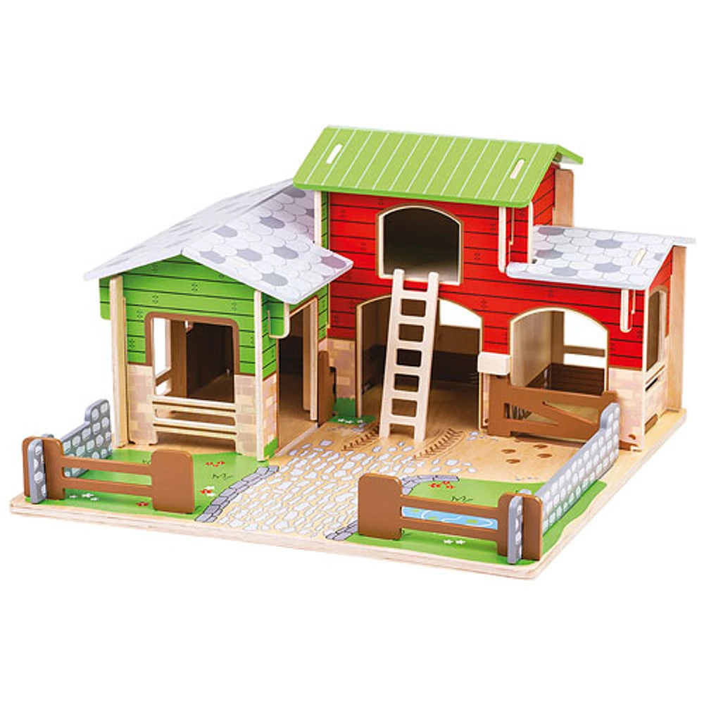 Bigjigs Toys Wooden Cobblestone Farm