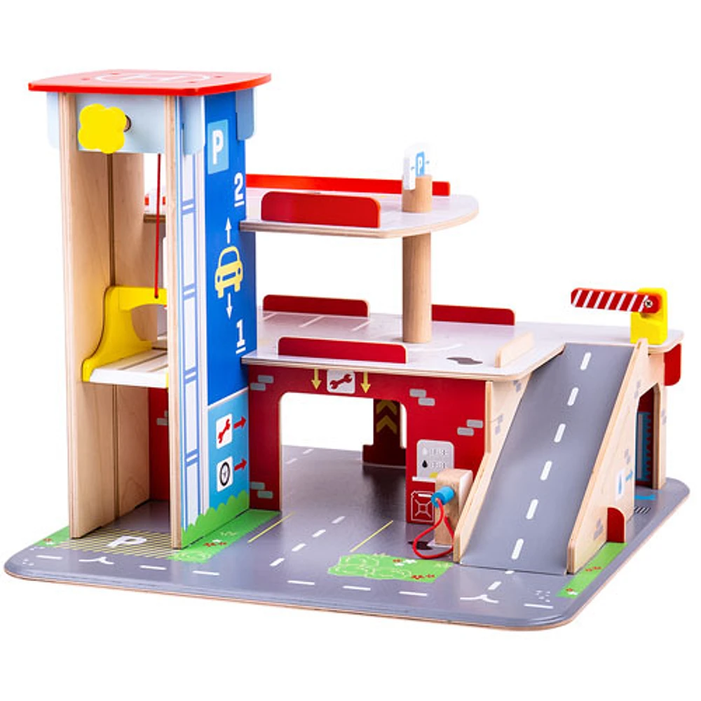 Bigjigs Toys Wooden Park & Play Garage