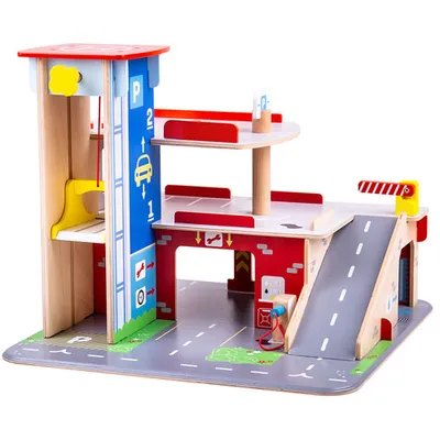 Bigjigs Toys Wooden Park & Play Garage