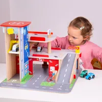 Bigjigs Toys Wooden Park & Play Garage