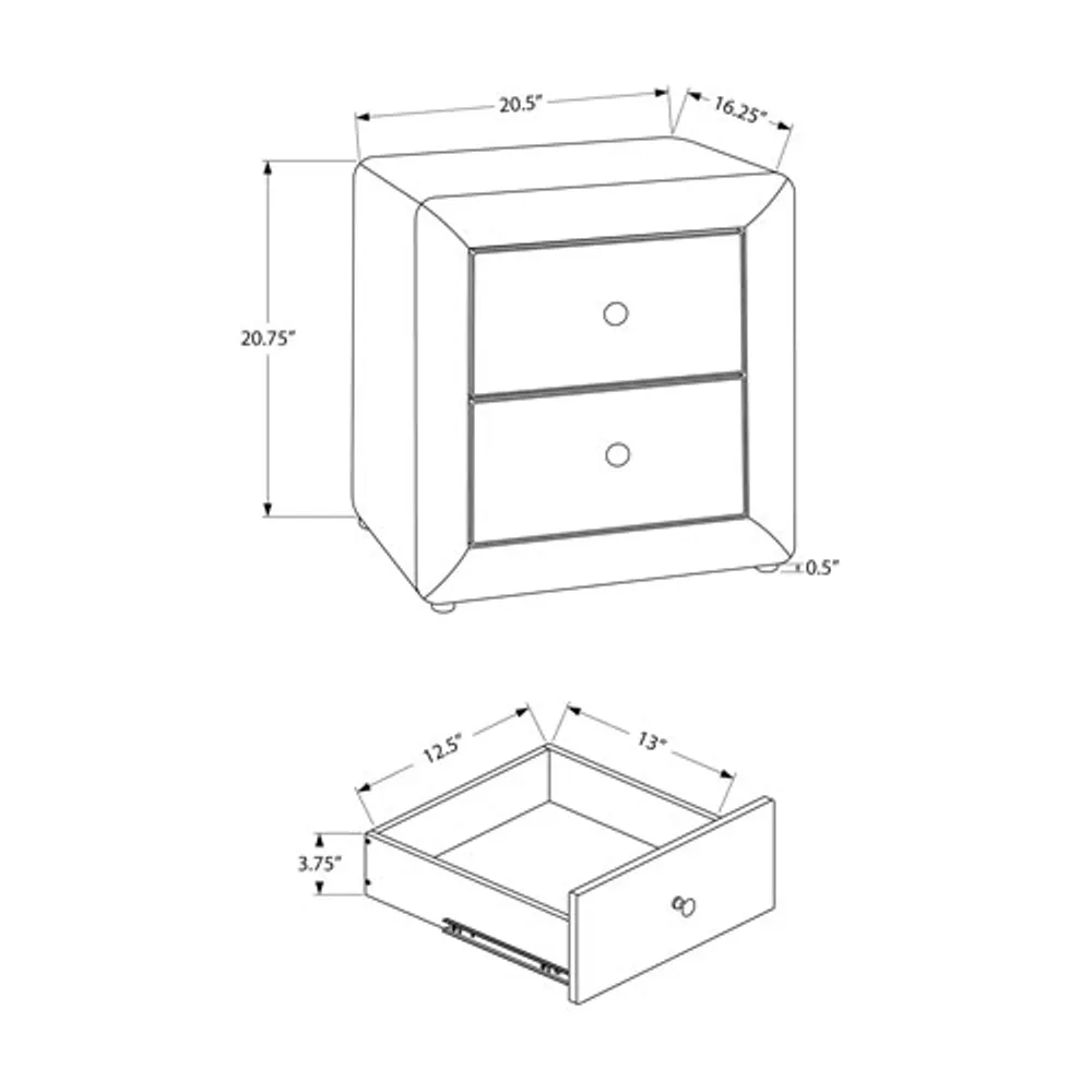 Monarch Contemporary 2-Drawer Nightstand