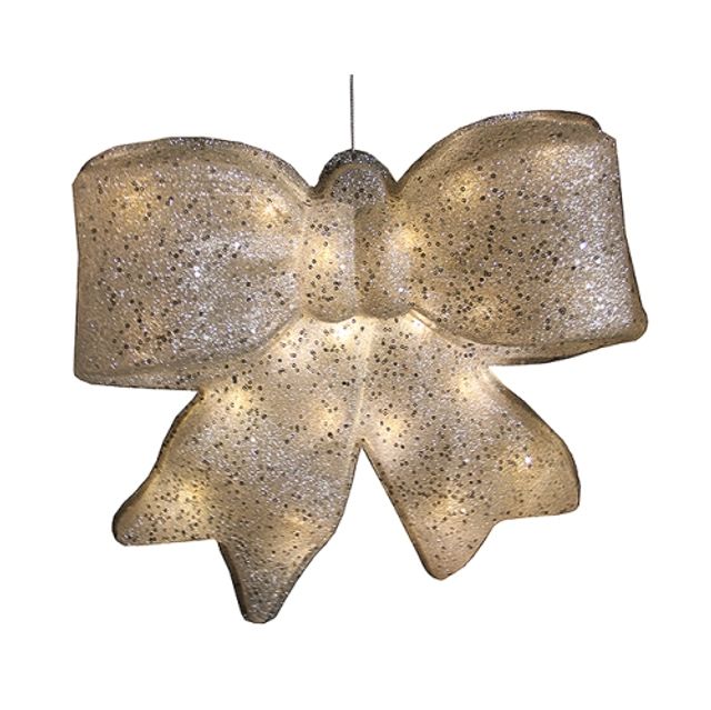 Northlight 16 LED Lighted Gold Glitter Burlap Bow Christmas Decoration with Color Changing Lights