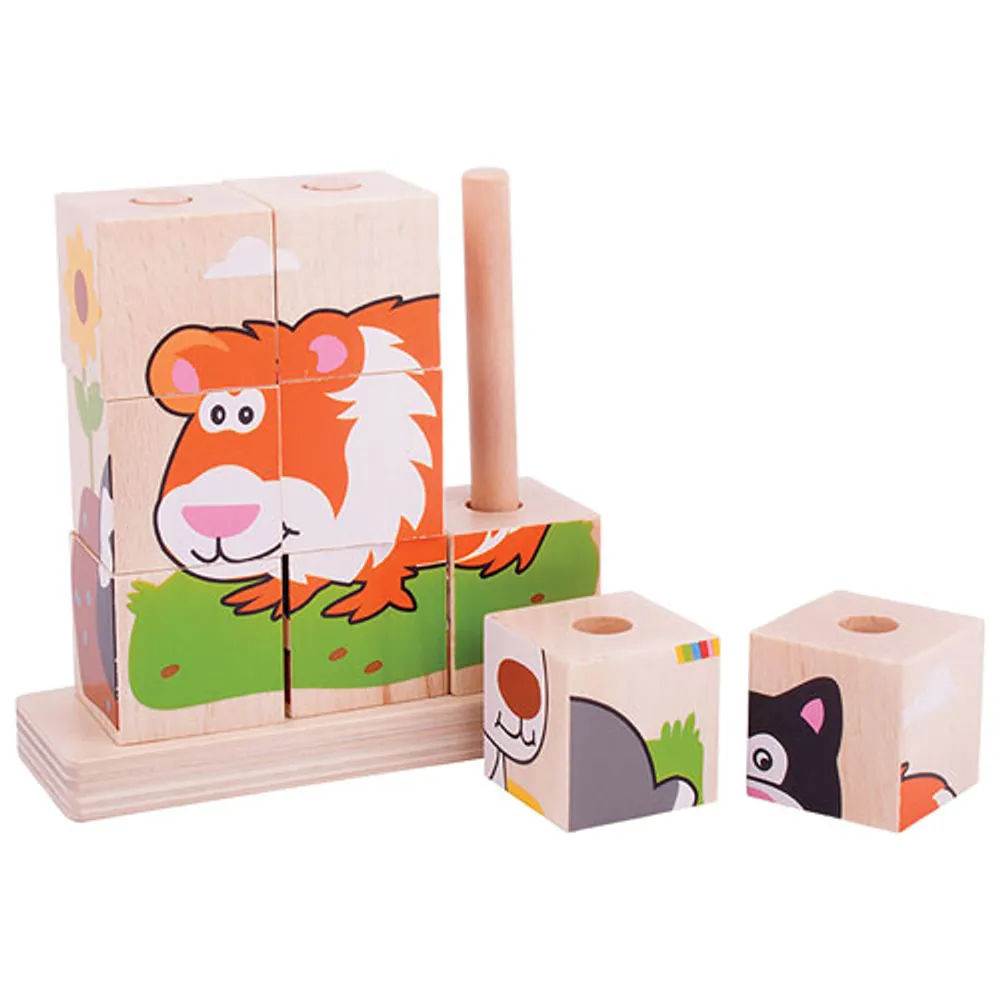 Bigjigs Toys Wooden Stacking Blocks - Pets