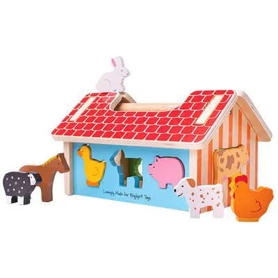 Bigjigs Toys Wooden Farmhouse Shape Sorter