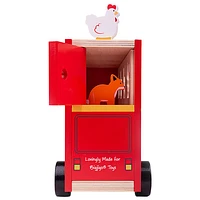 Bigjigs Toys Wooden Animal Shape Sorter Bus - Red